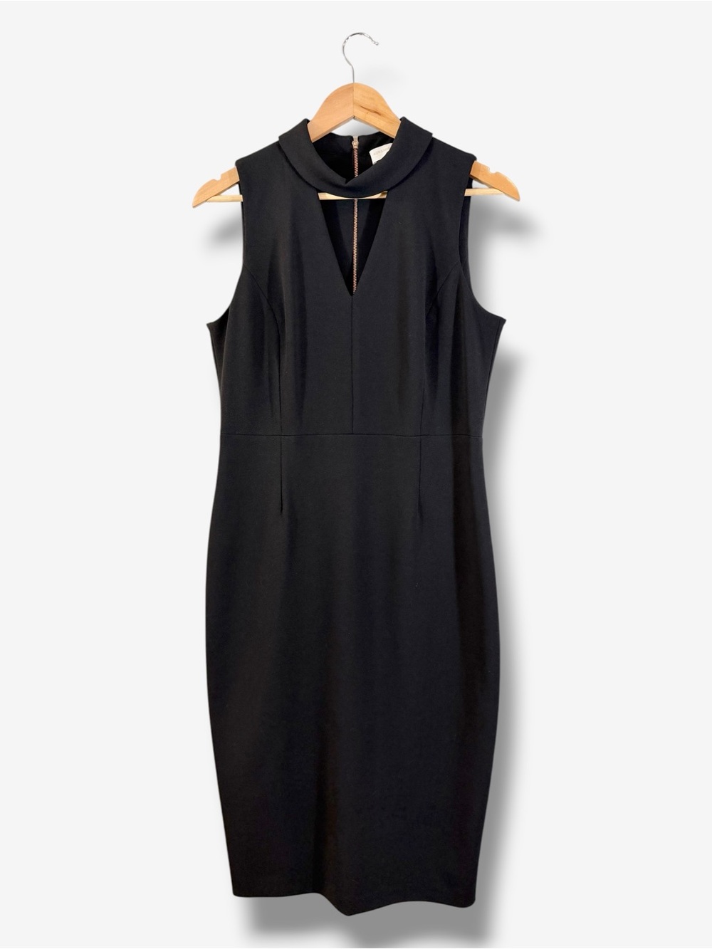 Adrienne Vittadini Black Sheath Dress Size 10 Keyhole LBD Office Date Night
